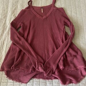 Free People Open Shoulder V-Neck Sweater